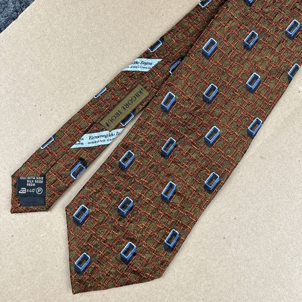 Ermenegildo Zegna Tie Men’s 57”x3.5” Silk Kilgore Trout Geometric 3D Print
